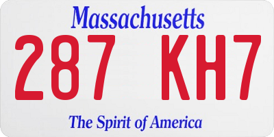 MA license plate 287KH7