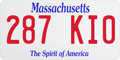 MA license plate 287KI0