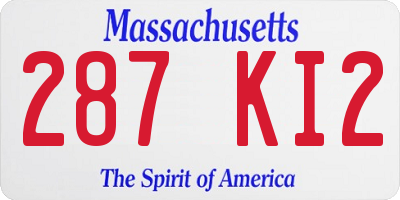 MA license plate 287KI2