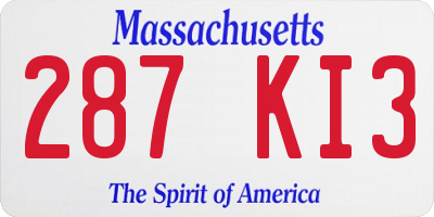 MA license plate 287KI3