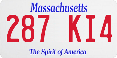 MA license plate 287KI4