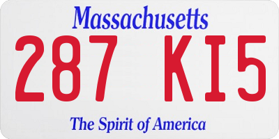 MA license plate 287KI5