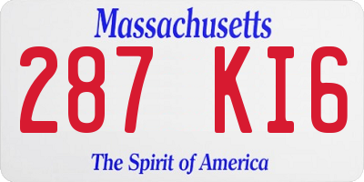 MA license plate 287KI6