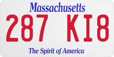 MA license plate 287KI8