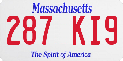 MA license plate 287KI9