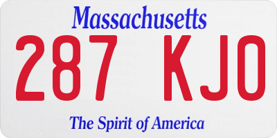MA license plate 287KJ0