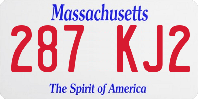 MA license plate 287KJ2
