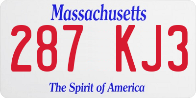 MA license plate 287KJ3