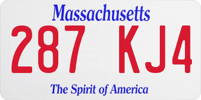 MA license plate 287KJ4