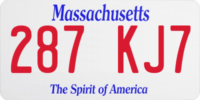 MA license plate 287KJ7