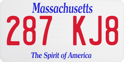 MA license plate 287KJ8