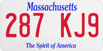 MA license plate 287KJ9