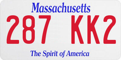 MA license plate 287KK2