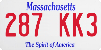 MA license plate 287KK3