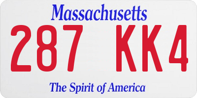 MA license plate 287KK4
