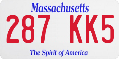 MA license plate 287KK5