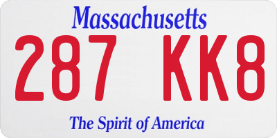 MA license plate 287KK8