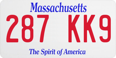 MA license plate 287KK9