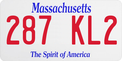 MA license plate 287KL2