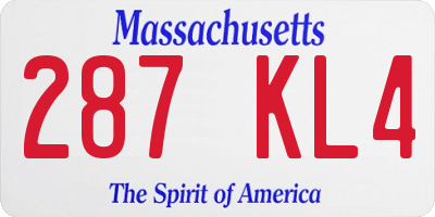 MA license plate 287KL4