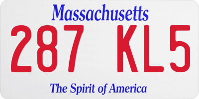 MA license plate 287KL5