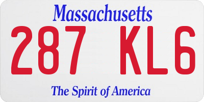 MA license plate 287KL6