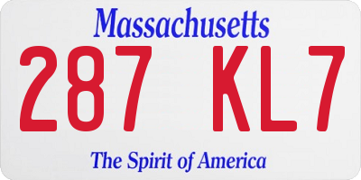 MA license plate 287KL7