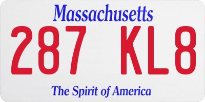 MA license plate 287KL8