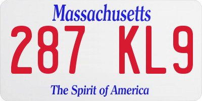MA license plate 287KL9