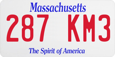 MA license plate 287KM3