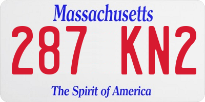 MA license plate 287KN2