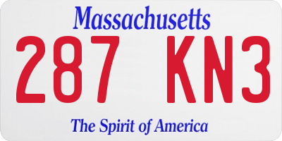 MA license plate 287KN3
