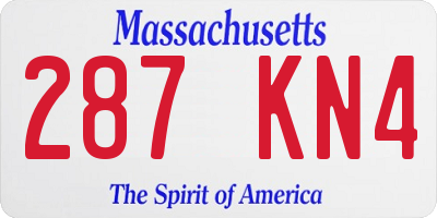 MA license plate 287KN4