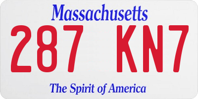 MA license plate 287KN7