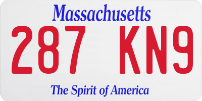 MA license plate 287KN9