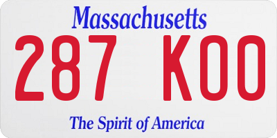 MA license plate 287KO0