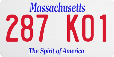 MA license plate 287KO1