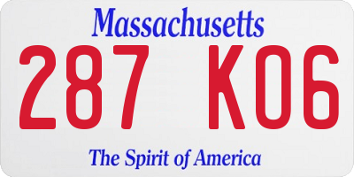 MA license plate 287KO6
