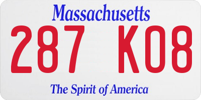 MA license plate 287KO8