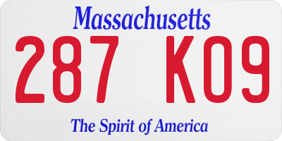 MA license plate 287KO9