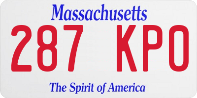 MA license plate 287KP0