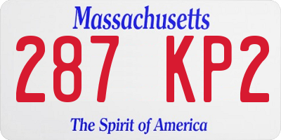 MA license plate 287KP2