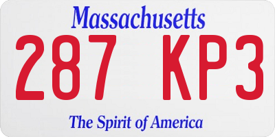 MA license plate 287KP3