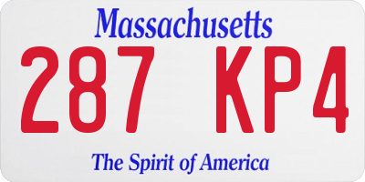 MA license plate 287KP4