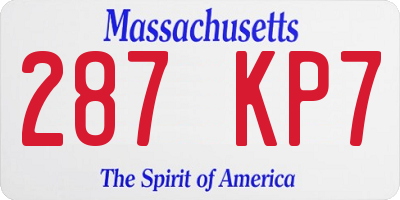 MA license plate 287KP7