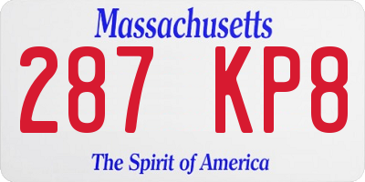 MA license plate 287KP8