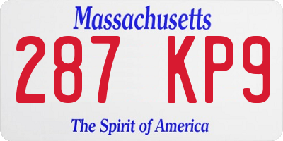 MA license plate 287KP9