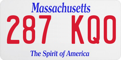 MA license plate 287KQ0