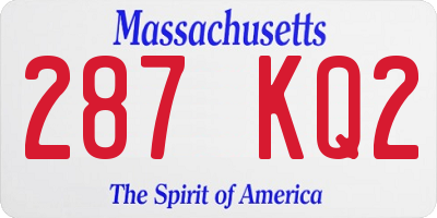 MA license plate 287KQ2