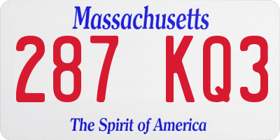 MA license plate 287KQ3
